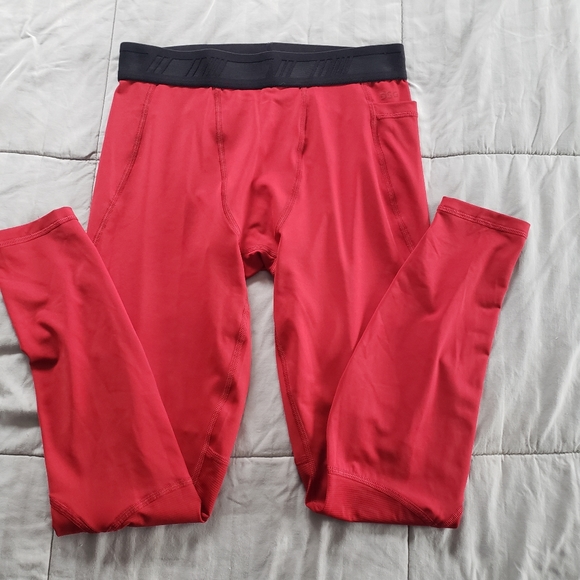 New Mens Compression Pants Red Medium - Picture 2 of 3